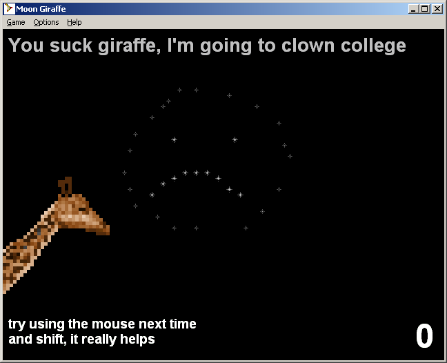 100-in-one Klik & Play Pirate Kart (Windows) screenshot: Moon Giraffe: game over!