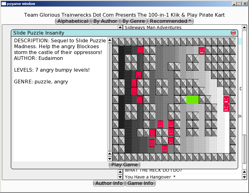 100-in-one Klik & Play Pirate Kart (Windows) screenshot: Information about Slide Puzzle Insanity