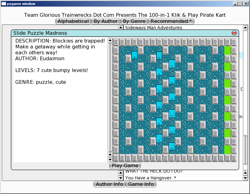 100-in-one Klik & Play Pirate Kart (Windows) screenshot: Information about Slide Puzzle Madness