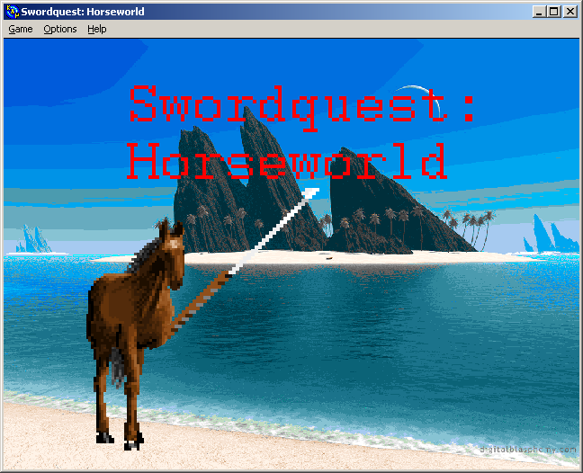 100-in-one Klik & Play Pirate Kart (Windows) screenshot: Swordquest: Horseworld title screen