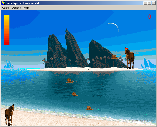 100-in-one Klik & Play Pirate Kart (Windows) screenshot: Swordquest: Horseworld gameplay