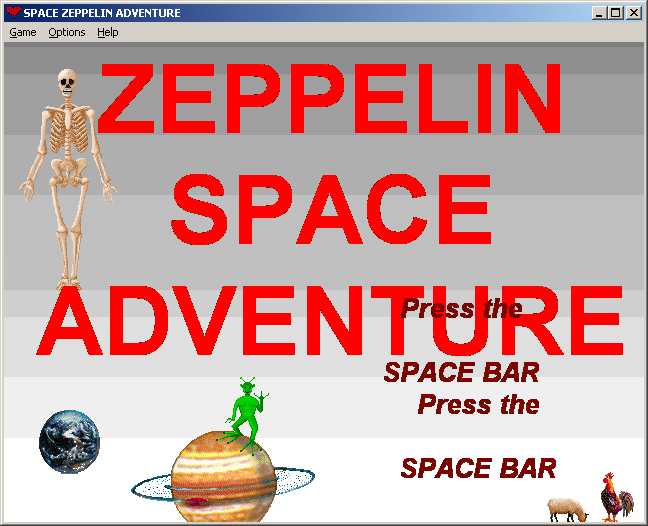 100-in-one Klik & Play Pirate Kart (Windows) screenshot: Zeppelin Space Adventure title screen
