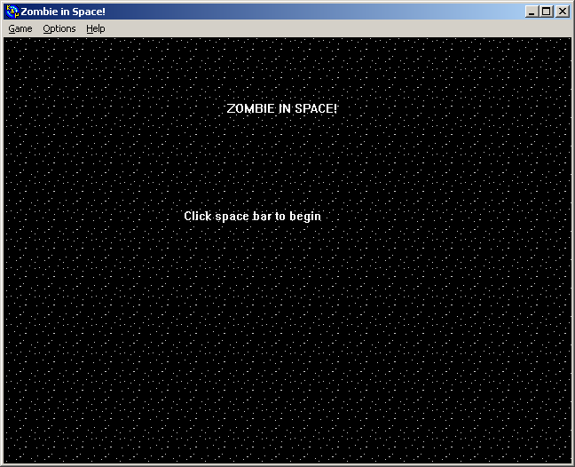 100-in-one Klik & Play Pirate Kart (Windows) screenshot: Zombie in Space! title screen.