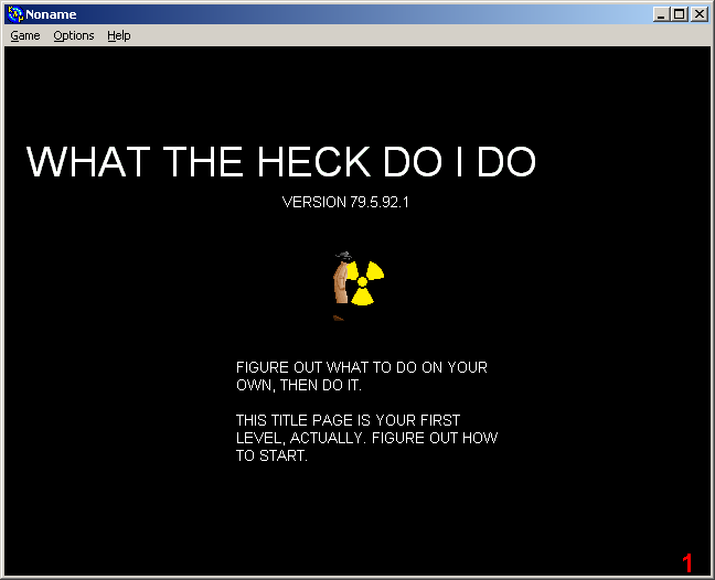 100-in-one Klik & Play Pirate Kart (Windows) screenshot: WHAT THE HECK DO I DO? title screen.