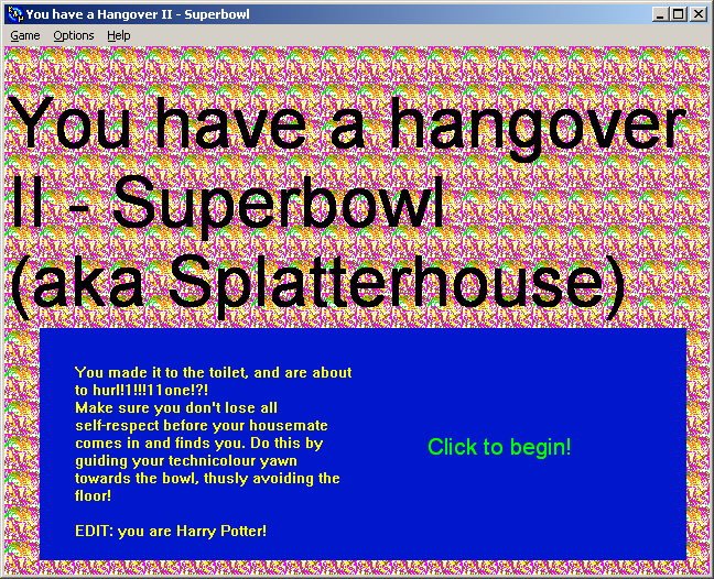 100-in-one Klik & Play Pirate Kart (Windows) screenshot: You Have A Hangover 2 - Superbowl title screen