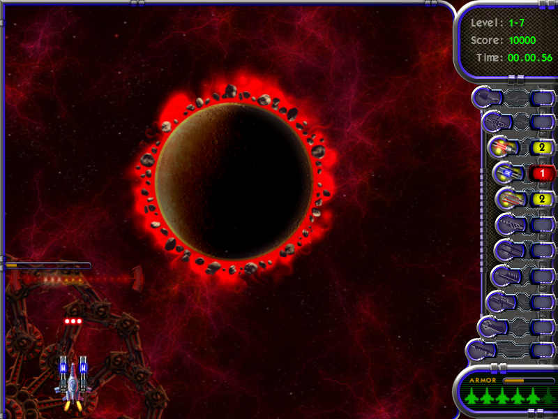 Astro Fury (Windows) screenshot: This pesky blocker is the only thing left to blow up.