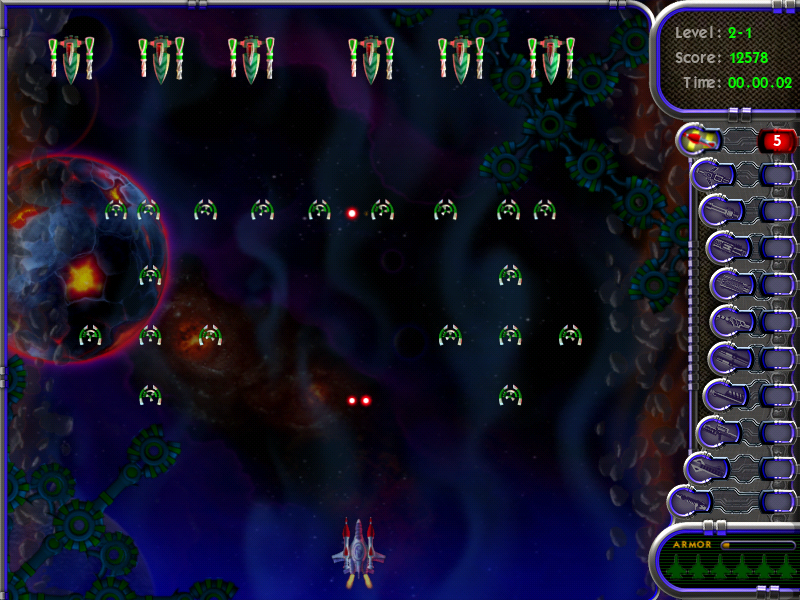 Astro Fury (Windows) screenshot: Stage 2 beings.