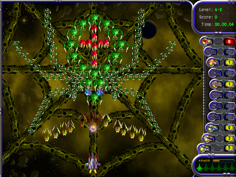 Astro Fury (Windows) screenshot: The infamous Stage 6 spider.