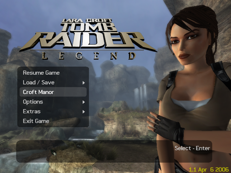 Lara Croft: Tomb Raider - Legend (Windows) screenshot: Main menu