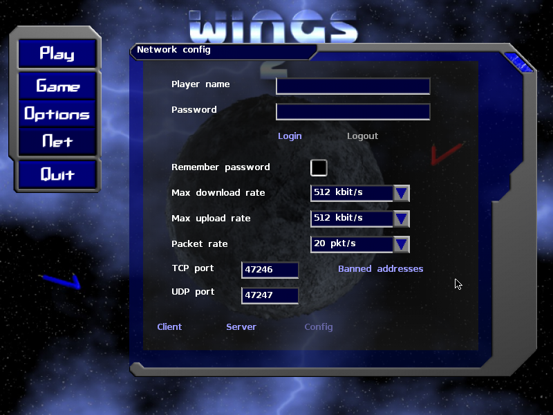 Wings 2 (Windows) screenshot: Network Game Settings