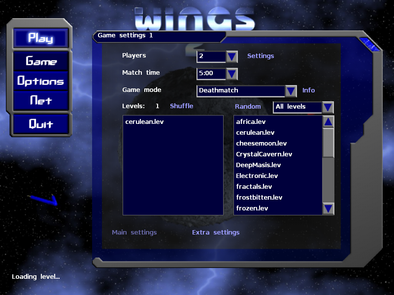 Wings 2 (Windows) screenshot: Local Game Settings