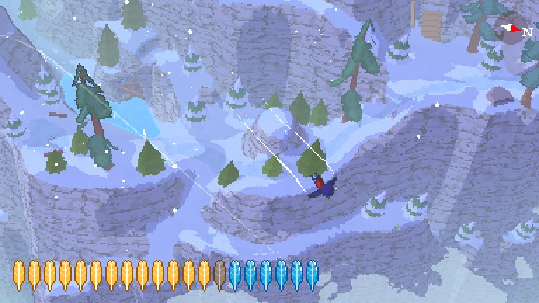 A Short Hike (Windows) screenshot: ...she isn't really capable of active flight. However, she can fall safely, can make small "jumps" in mid-air...