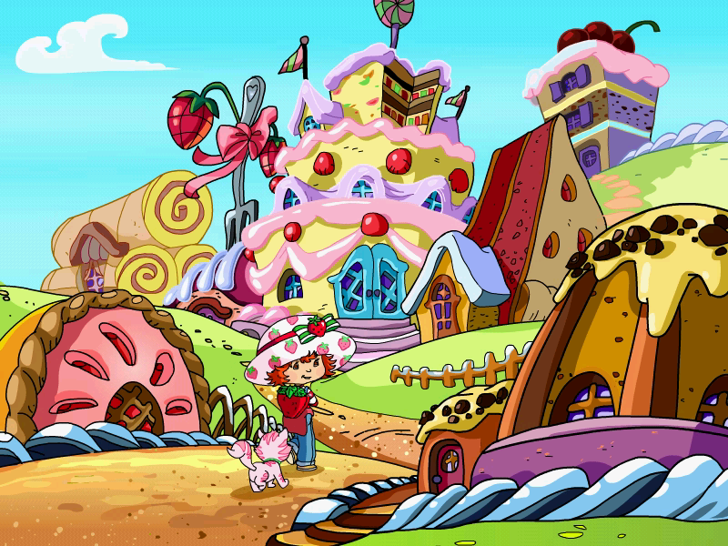 Strawberry Shortcake: Amazing Cookie Party (Windows) screenshot: Houses made of cakes!