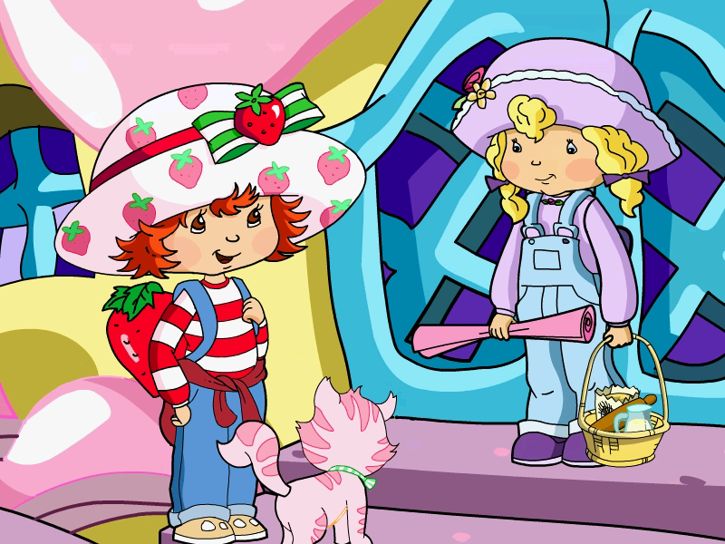 Strawberry Shortcake: Amazing Cookie Party (Windows) screenshot: Angel Cake has a mission for Strawberry and Custard