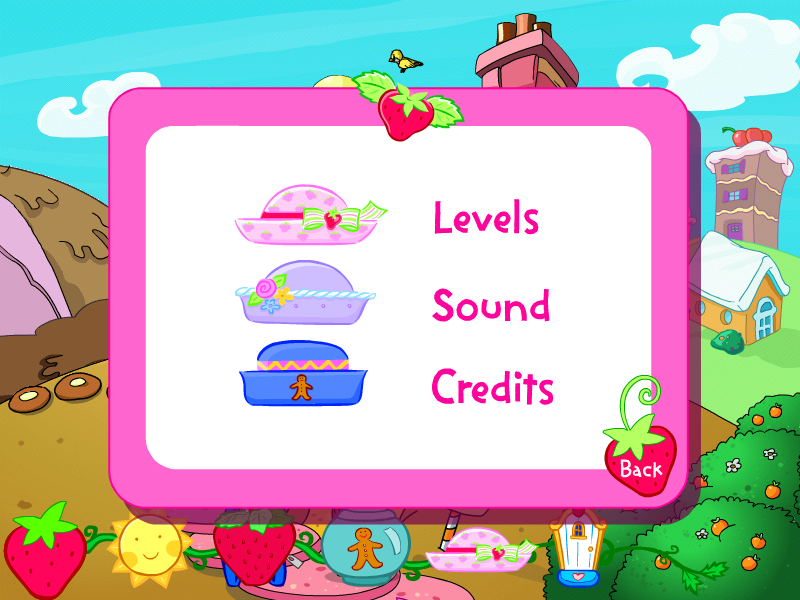 Strawberry Shortcake: Amazing Cookie Party (Windows) screenshot: The options available