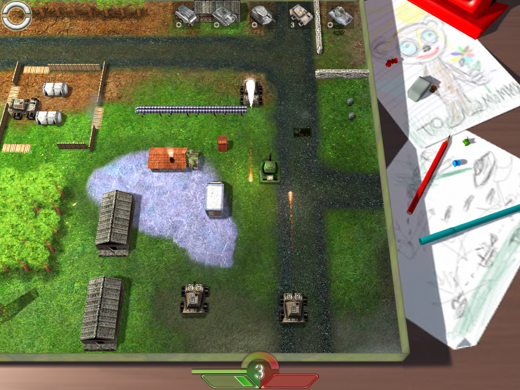 Tank-O-Box (Windows) screenshot: Caught in the crossfire!