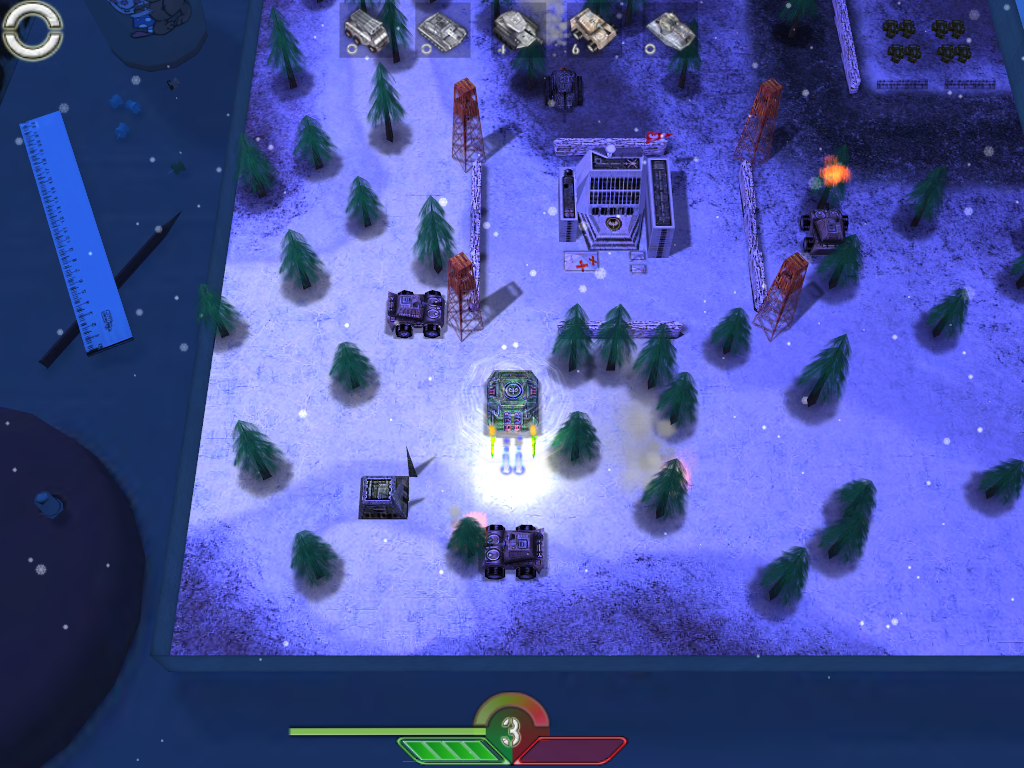 Tank-O-Box (Windows) screenshot: Fighting at night-time.