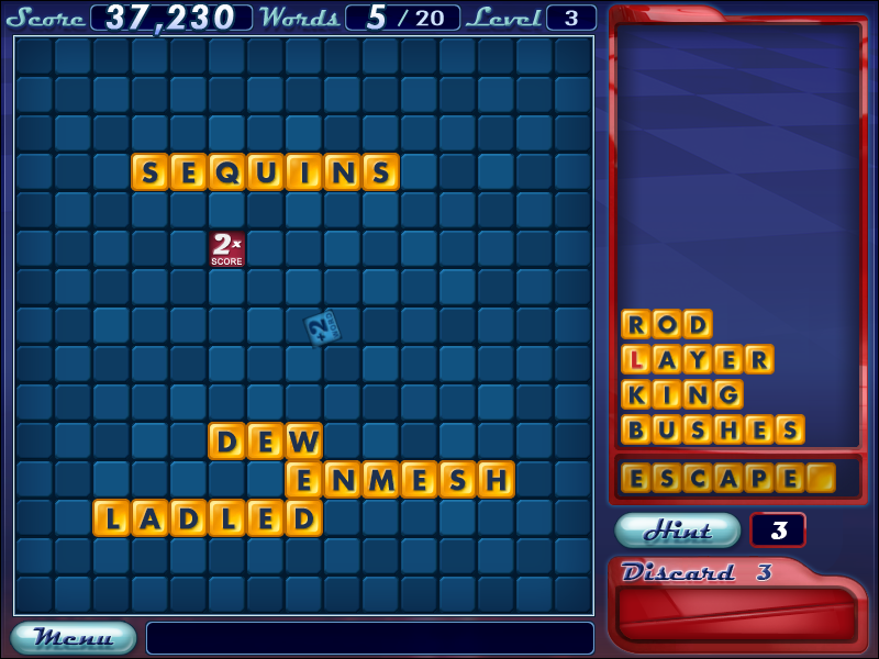 Word Slinger (Windows) screenshot: Another double-word spins away