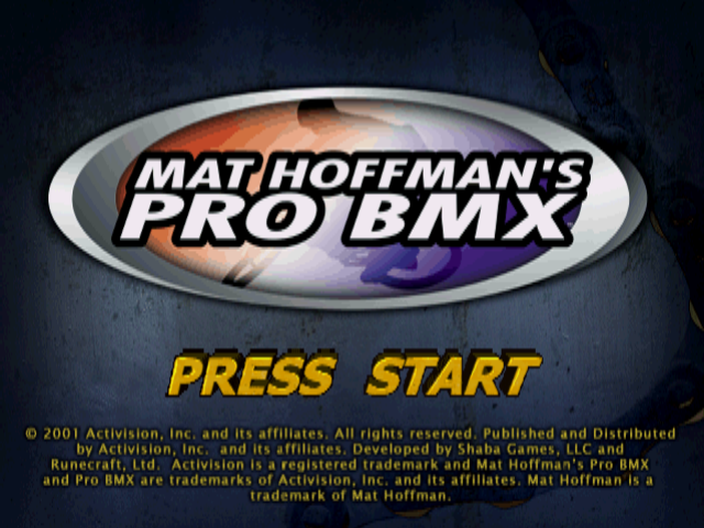 Mat Hoffman's Pro BMX (PlayStation) screenshot: Title screen