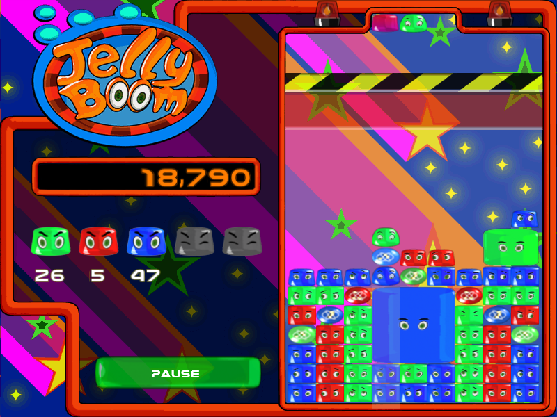 Jellyboom (Windows) screenshot: There are exploders locked in the playing area now.
