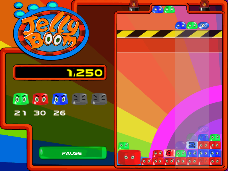 Jellyboom (Windows) screenshot: Frozen blocks are added to the fray.