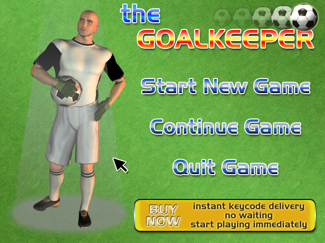 The Goalkeeper (Windows) screenshot: Main menu