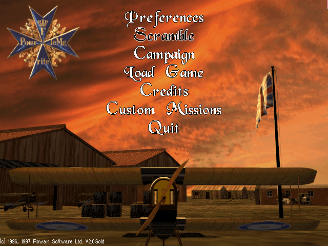 Flying Corps (DOS) screenshot: Main menu