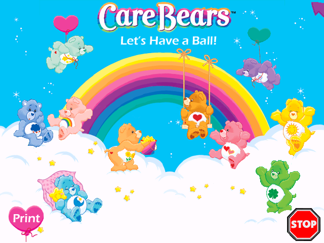 Care Bears: Let's Have a Ball! (Windows) screenshot: Title screen and home page