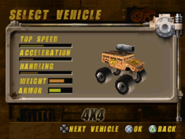 Hot Wheels: Extreme Racing (PlayStation) screenshot: Car selection