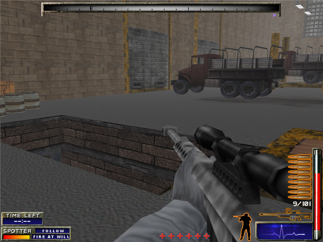 CTU: Marine Sharpshooter (Windows) screenshot: In the truck hangar
