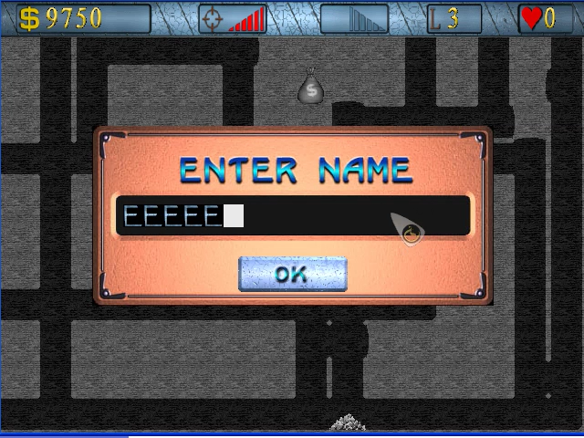 Millennium Digger: The Artful Machine (Windows) screenshot: Game over, enter your name