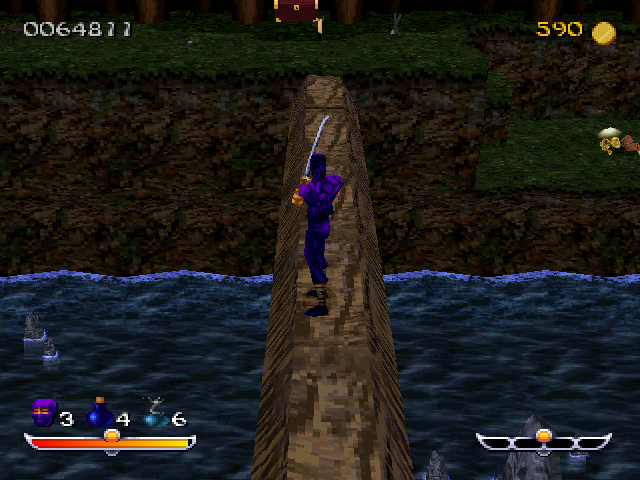 Ninja: Shadow of Darkness (PlayStation) screenshot: Log bridge