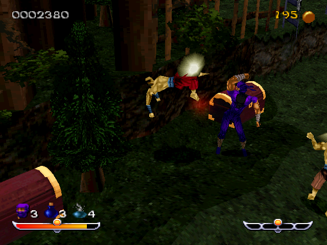 Ninja: Shadow of Darkness (PlayStation) screenshot: Punching enemies.