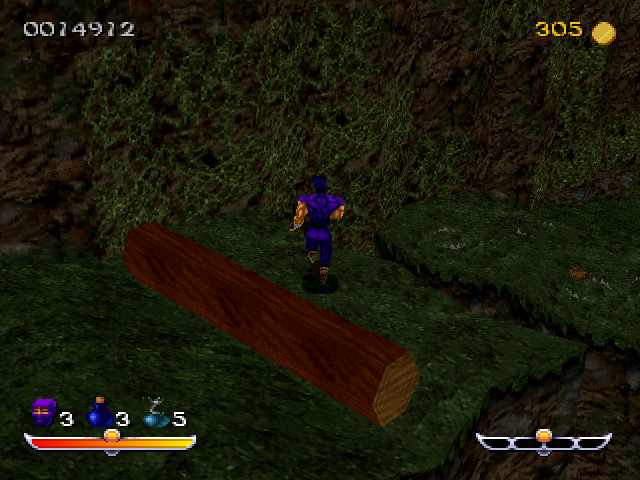 Ninja: Shadow of Darkness (PlayStation) screenshot: Rolling log