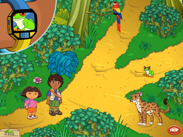 Go, Diego, Go! Wolf Pup Rescue (Windows) screenshot: Which animal matches the one on Diego's video watch?