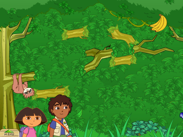 Go, Diego, Go! Wolf Pup Rescue (Windows) screenshot: Poor Sammy Sloth will go hungry until the branches are reassembled