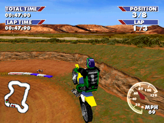 Championship Motocross Featuring Ricky Carmichael (PlayStation) screenshot: Air time