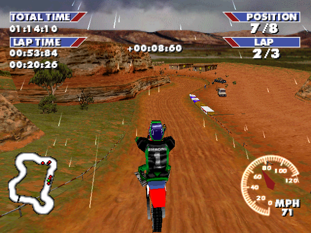 Championship Motocross Featuring Ricky Carmichael (PlayStation) screenshot: Rain in Australia