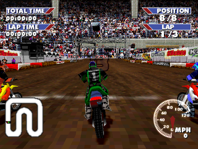 Championship Motocross Featuring Ricky Carmichael (PlayStation) screenshot: Chicago indoors track