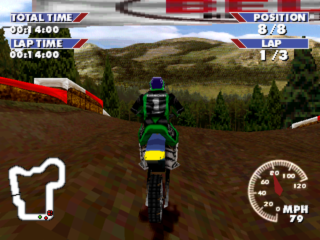 Championship Motocross Featuring Ricky Carmichael (PlayStation) screenshot: Up a ridge