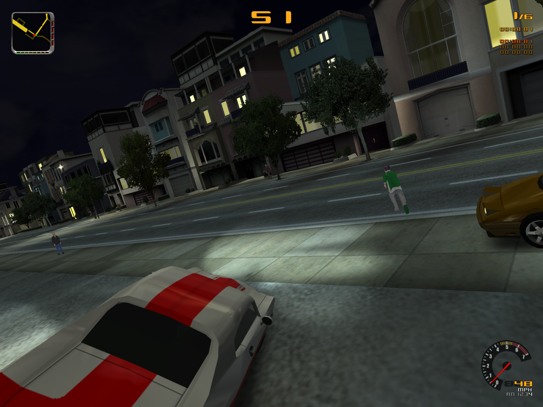 Test Drive (Windows) screenshot: Your headlights actually illuminate the race track and if you want you can turn them off.