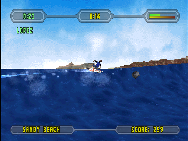 Championship Surfer (PlayStation) screenshot: Obstacles