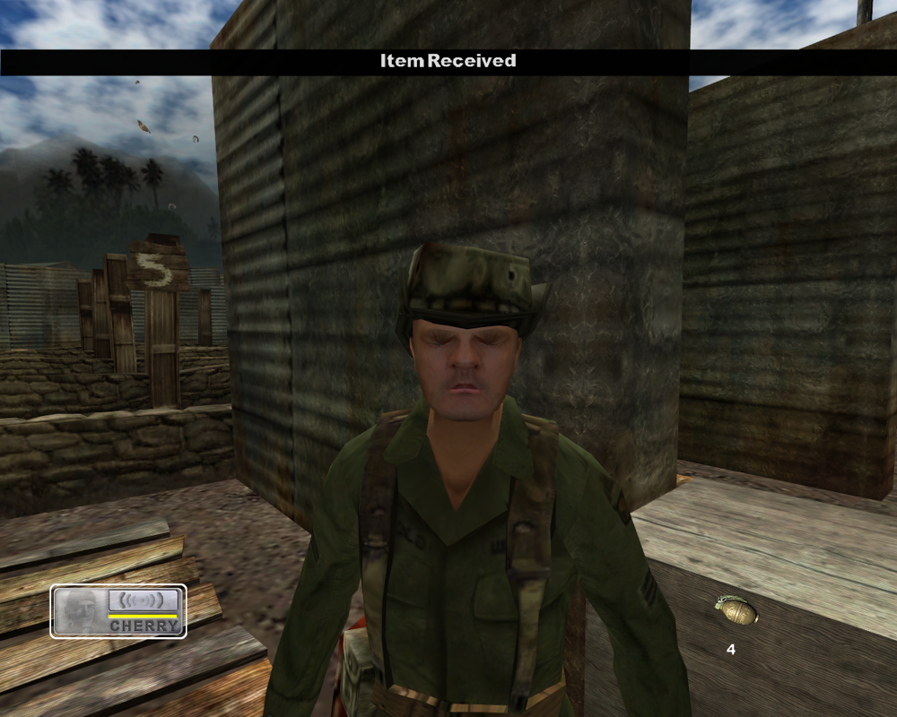 Conflict: Vietnam (Windows) screenshot: Happy that he got his whiskey, this officer will reward you with grenades.