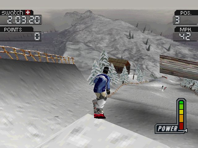 Cool Boarders 3 (PlayStation) screenshot: Up a ridge