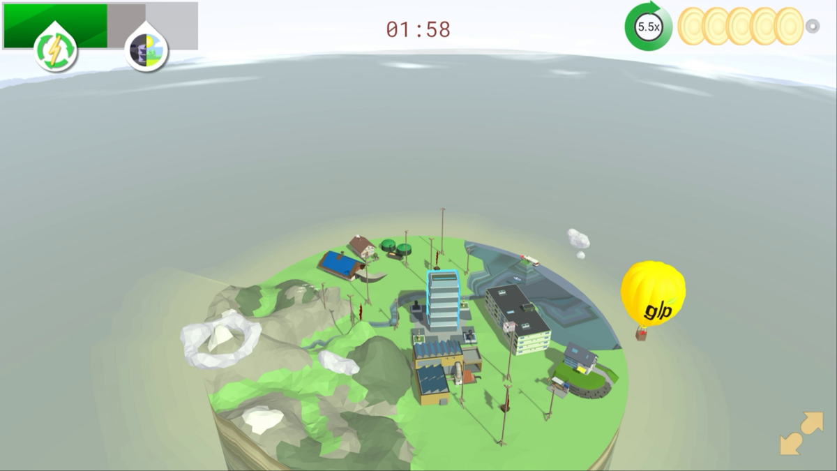 Es ist Zeit! (Browser) screenshot: The ecology counter (on the top left) goes up and up