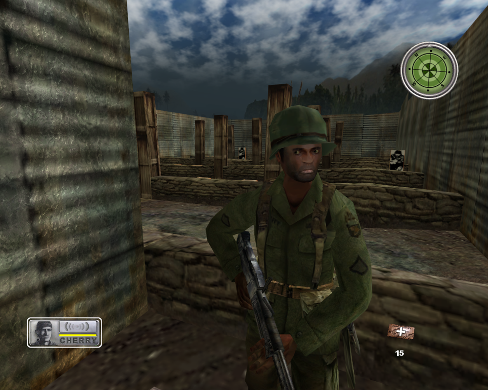 Conflict: Vietnam (Windows) screenshot: This soldier takes time out from firing at the range to chat.