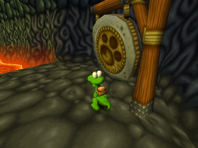 Croc 2 (Windows) screenshot: Gongs are save points.