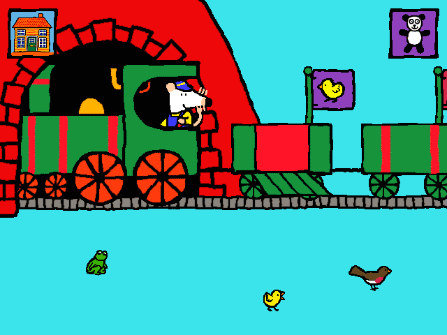 Maisy's Playhouse (Windows) screenshot: Board the animals in their own train cars