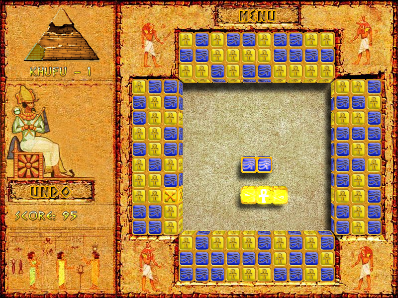 Brickshooter Egypt (Windows) screenshot: Three blocks matched.