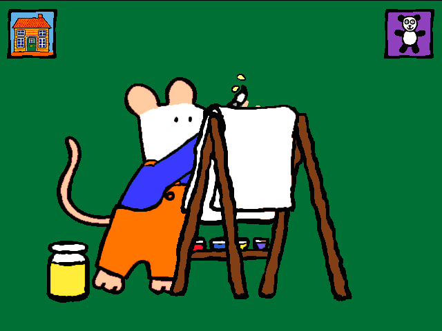 Maisy's Playhouse (Windows) screenshot: Maisy is hard at work painting